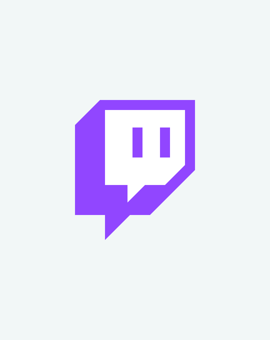 An image of the Twitch logo: a purple square speech bubble with purple shadowing.